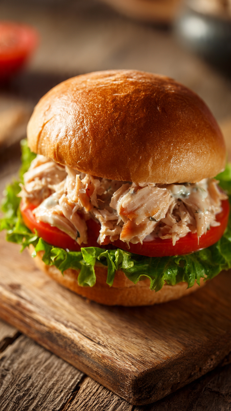 Rotisserie Chicken Sandwich with Bacon, Ranch, and Crispy Toppings