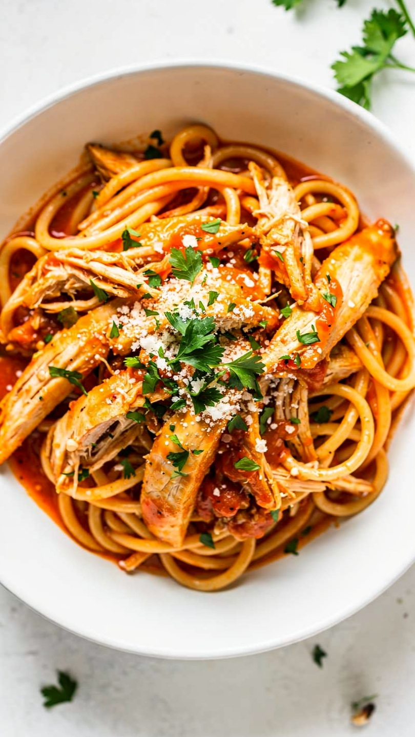 Crock Pot Chicken Spaghetti