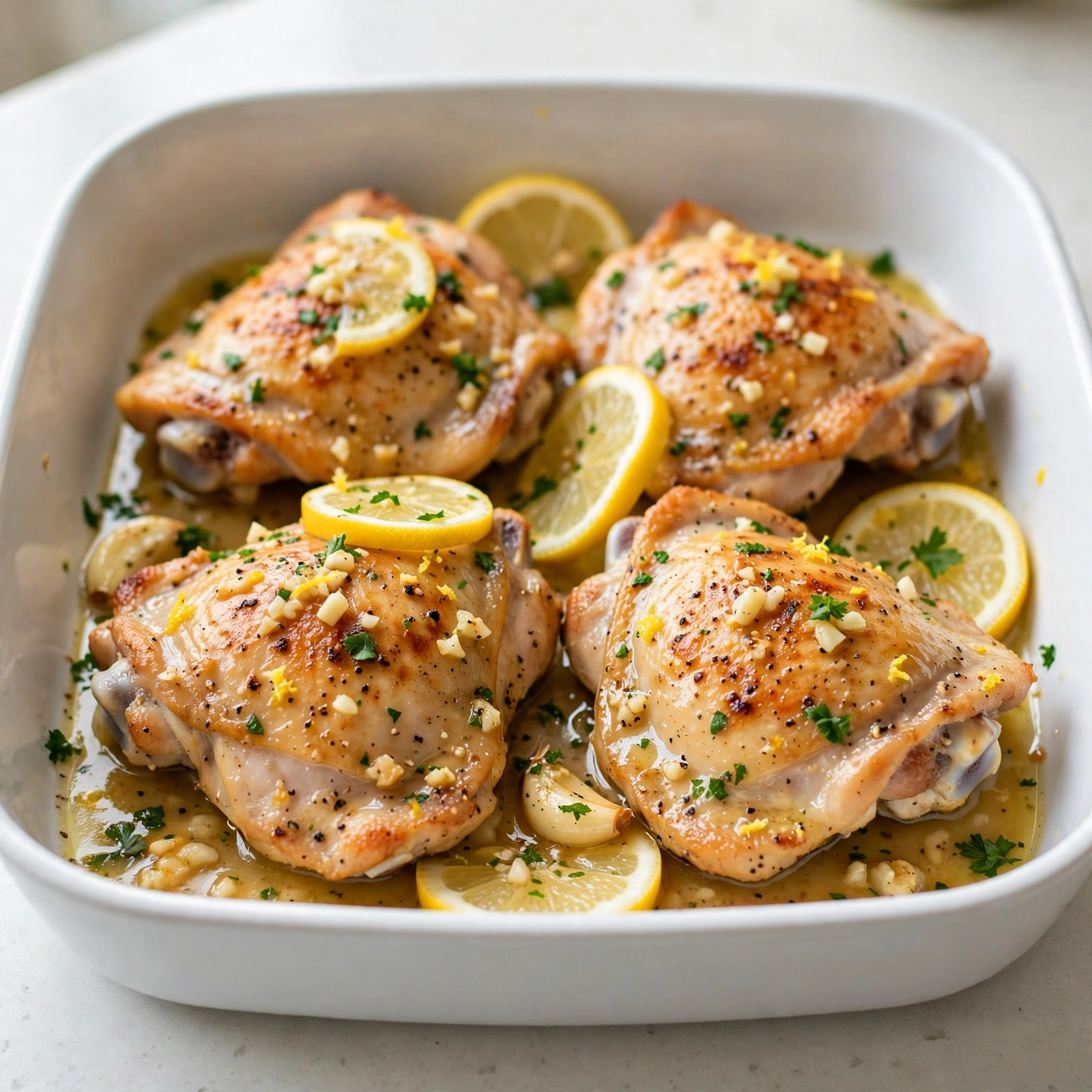 Lemon Garlic Butter Crock Pot Chicken Thighs