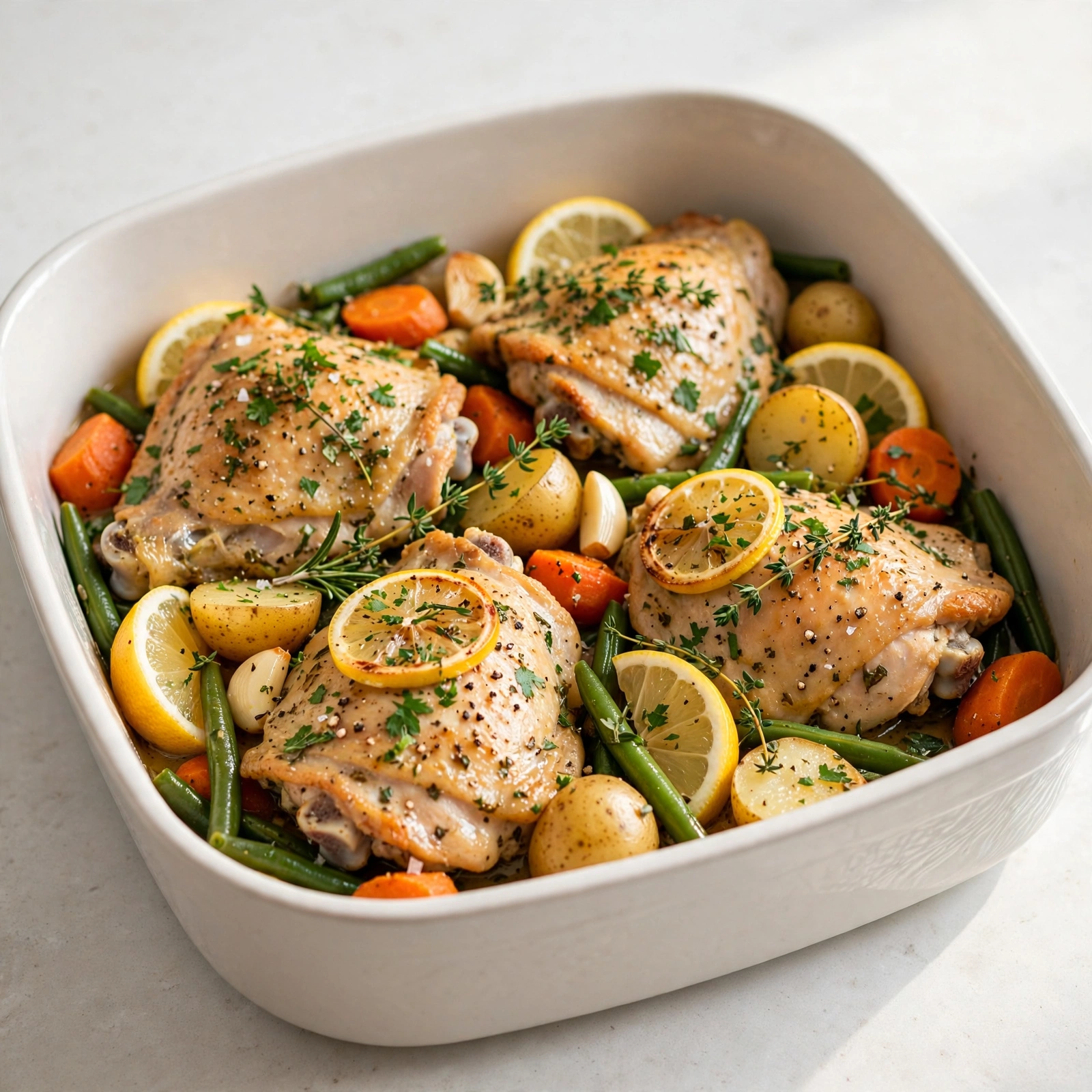 Lemon Herb Slow Cooker Chicken Thighs with Vegetables